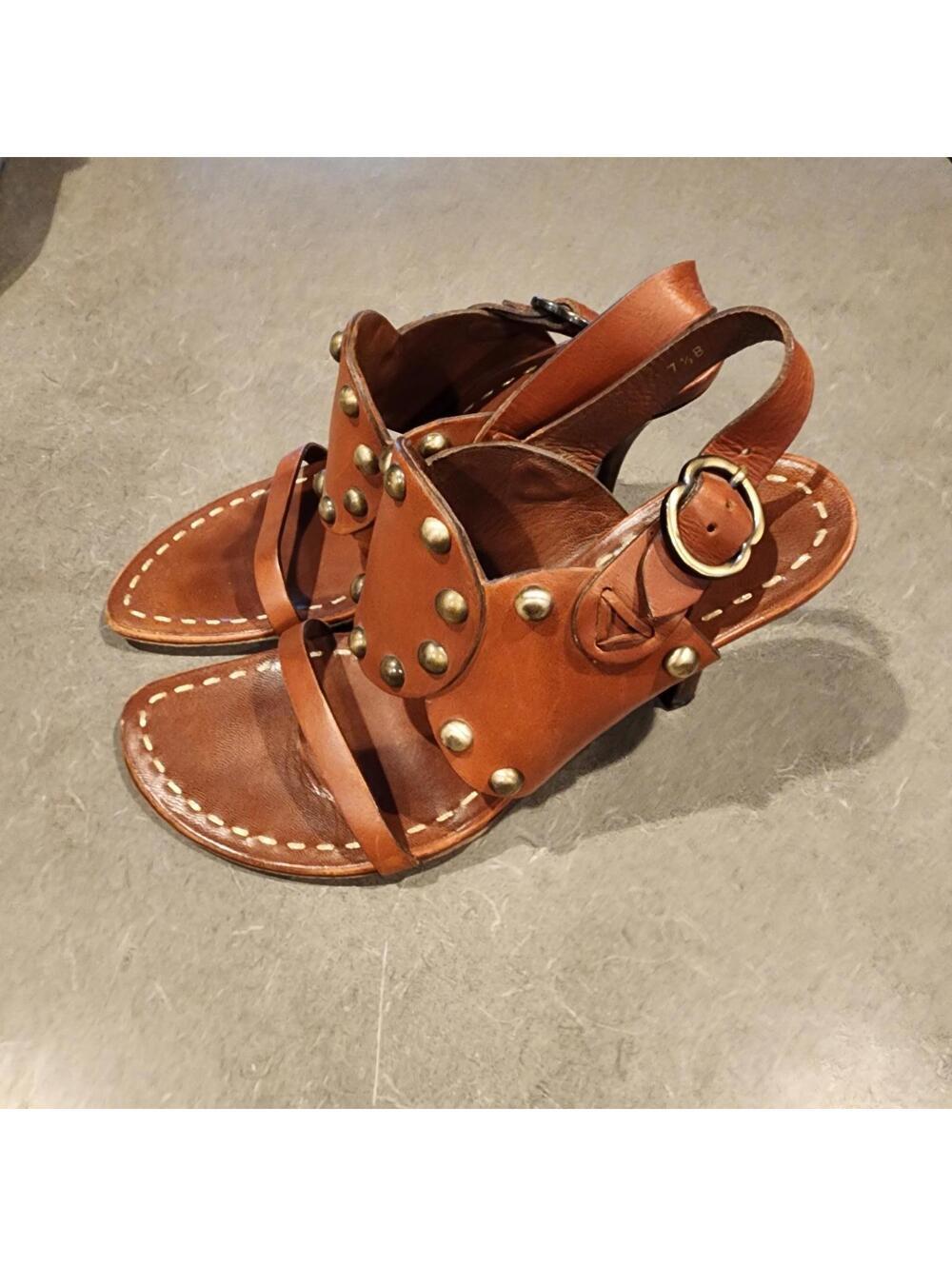 EUC Celine slingback tan sandals heeled Adorable lots of life left 37.5 7.5